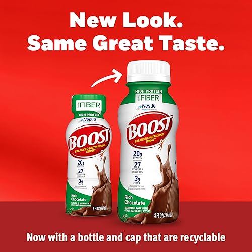 Miniatura 2 de BOOST Bebida nutricional completa de alta proteína con fibra chocolate rico botella de 8 onzas líquidas paquete de 24