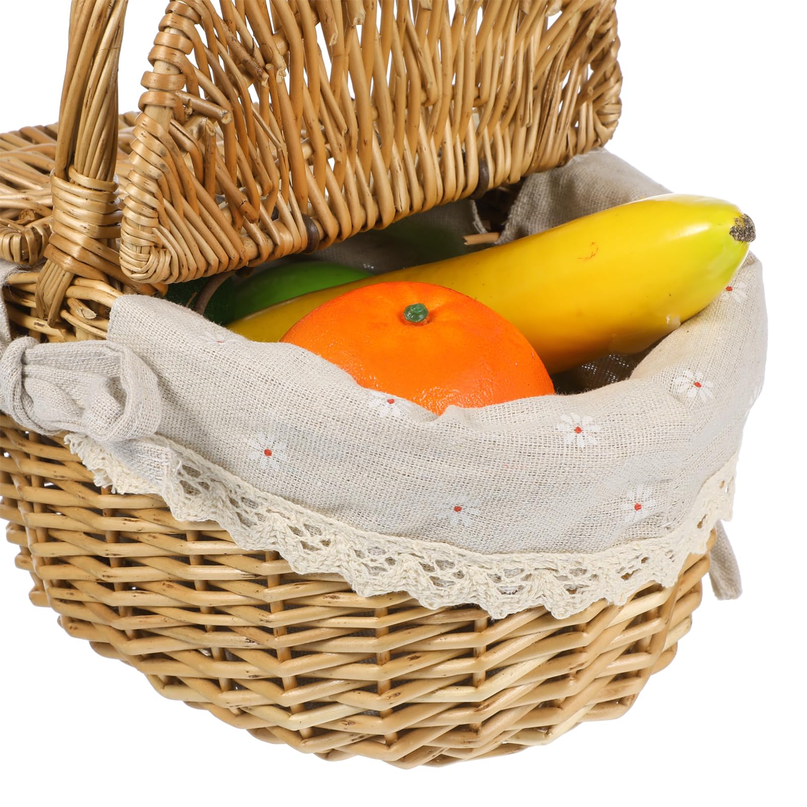 Toddmomy Geflochtener Rattan Picknickkorb Mit Deckel Ovaler Aufbewahrungskorb Für Garten Obst Und Weine Vielseitiger Tragekorb 7X10X6 Zoll