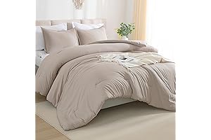 Andency King Size Comforter Set - 7 Pieces Plush Bedding Set Oatmeal