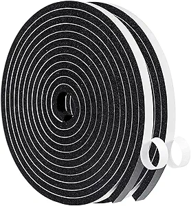 MAGZO  Weather   Stripping   Door   Seal  3/8 Inch W X 1/4 Inch T, Adhesive Insulation Tape Waterproof, Total Length 26 Feet (13ft x 2 Rolls)