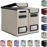 Vista 47 de Caja organizadora de archivos BALEINE con tapa, organizador de carpetas de archivos plegable con deslizador de plástico, caja de carpetas