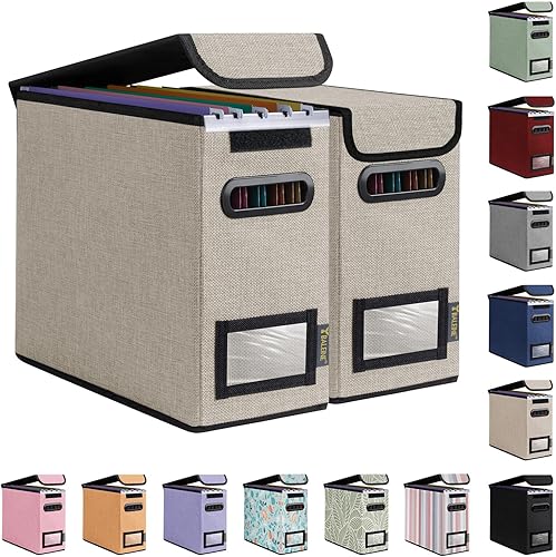Miniatura 236 de BALEINE - Caja organizadora de archivos con tapa, organizador de carpetas plegable con riel de plástico, caja para carpetas colgantes para Gris