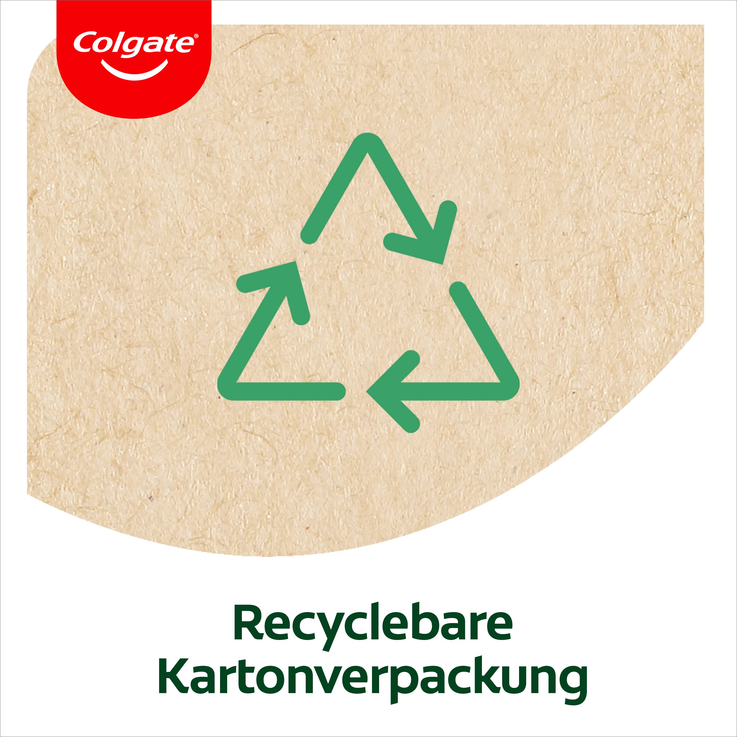 Colgate szczoteczka do zębów RecyClean, średnia, 1 sztuka – ręczna szczoteczka do zębów z włosiem na bazie roślin i uchwytem w 100% z plastiku pochodzącego z recyklingu