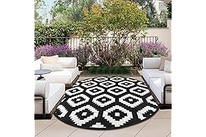Outdoor Reversible Indoor Outdoor Pool Deck Rugs with UV Resistance and Stunning Diamond Pattern