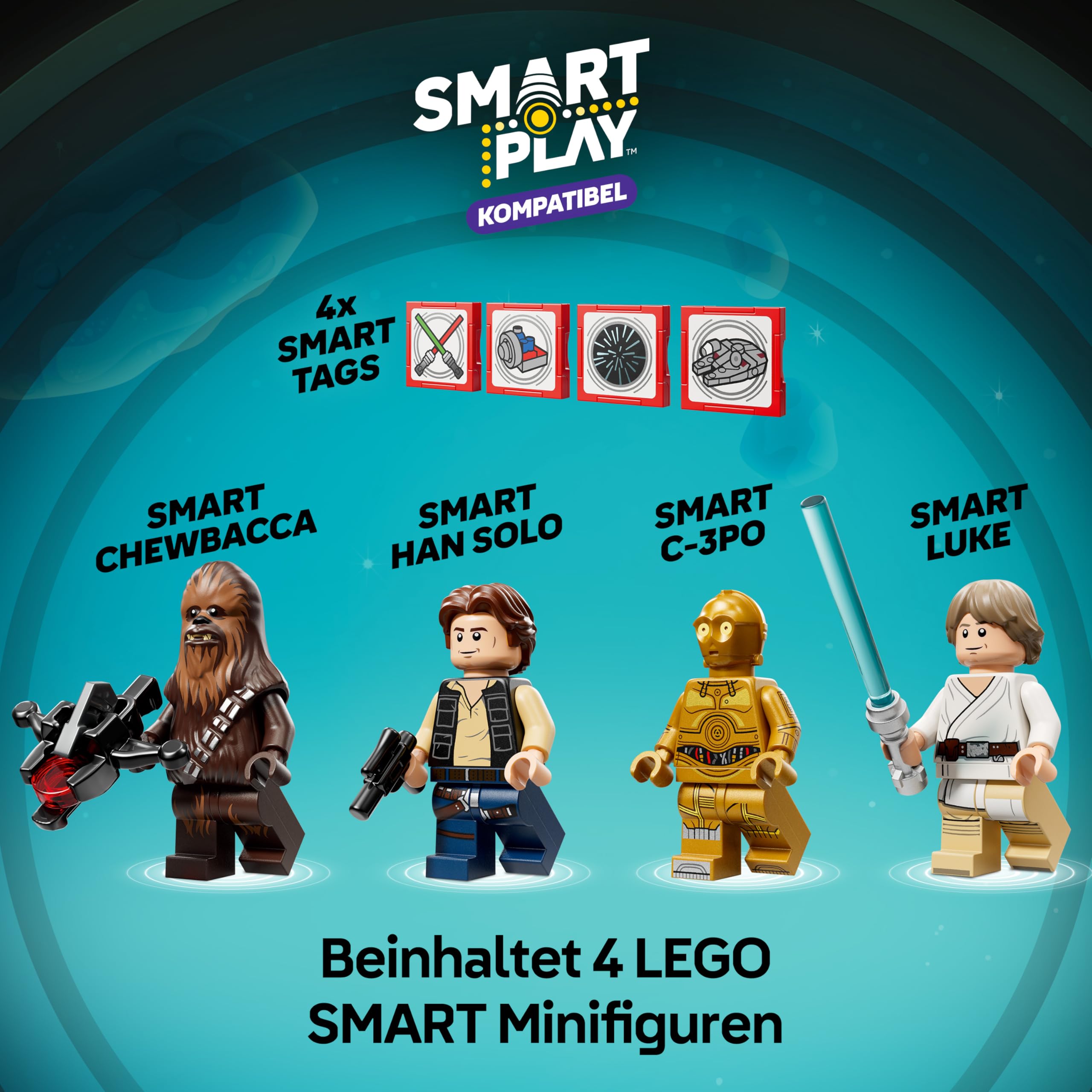 LEGO Star Wars 75426 SMART Play: Millennium Falke Modell - Kompatibles Interaktives Spielzeug inkl. 4 SMART Tags und 4 Minifiguren - Geschenkidee für Jungen und Mädchen ab 9 Jahren und erwachsene Fans
