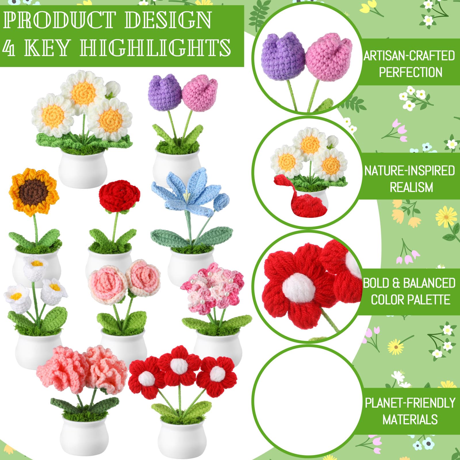Amazon.com: Suncalla 10 Pcs Crochet Flowers Bouquet Bulk Thank You