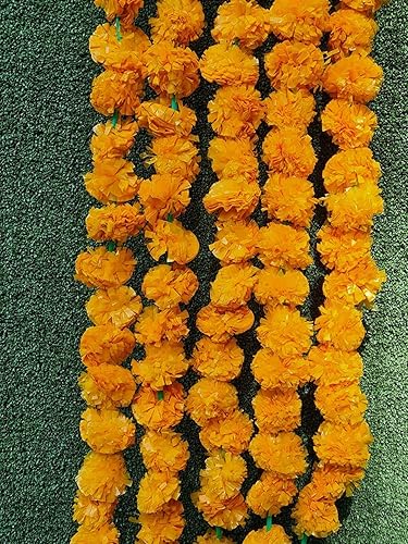 Vista 7 de 5 guirnaldas de flores artificiales de caléndula de 5 pies de largo, celebraciones, bodas indias, eventos temáticos, decoraciones, decoraciones