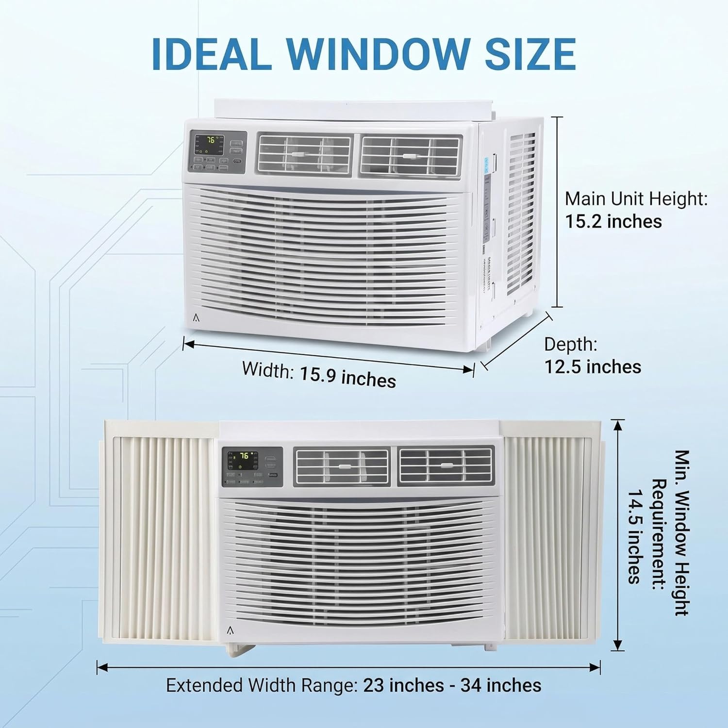 12000 BTU Window Air Conditioner, WiFi App Control and Remote, Cools Up to 550 Sq Ft, 3-in-1 Cool/Fan/Dehumidifier, Quiet 54 dB, CEER 10.9, Eco Mode, Auto Restart, 61-88F