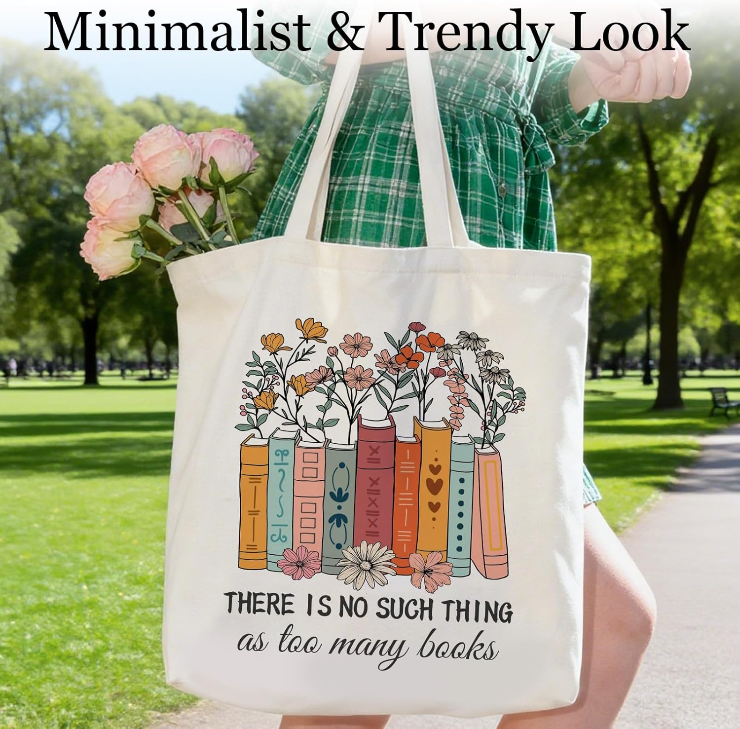 Book Tote Bag, Book Lovers Gifts for Women, Canvas Cute Tote Bag Funny Bookish Gifts for Thanksgiving Birthday Christmas for Women Lovers Reading Accessories Librarian Bookworm Readers Teacher Library - Image 2