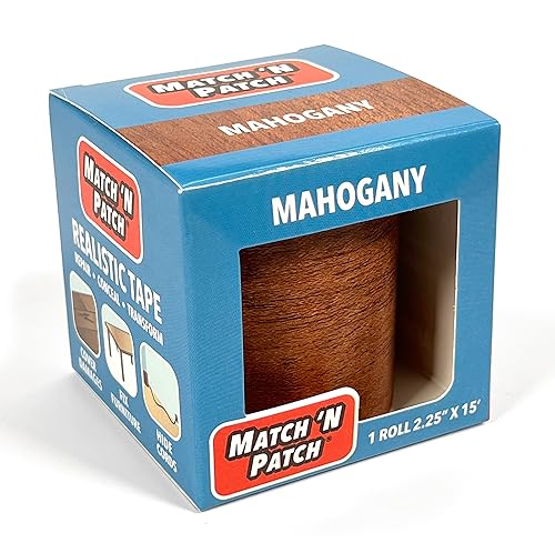 Miniatura 4 de MATCH 'N PATCH Cinta de reparación de grano de madera realista, caoba, 2.25 pulgadas x 15 pies, parche de reparación adhesivo para muebles, pisos,