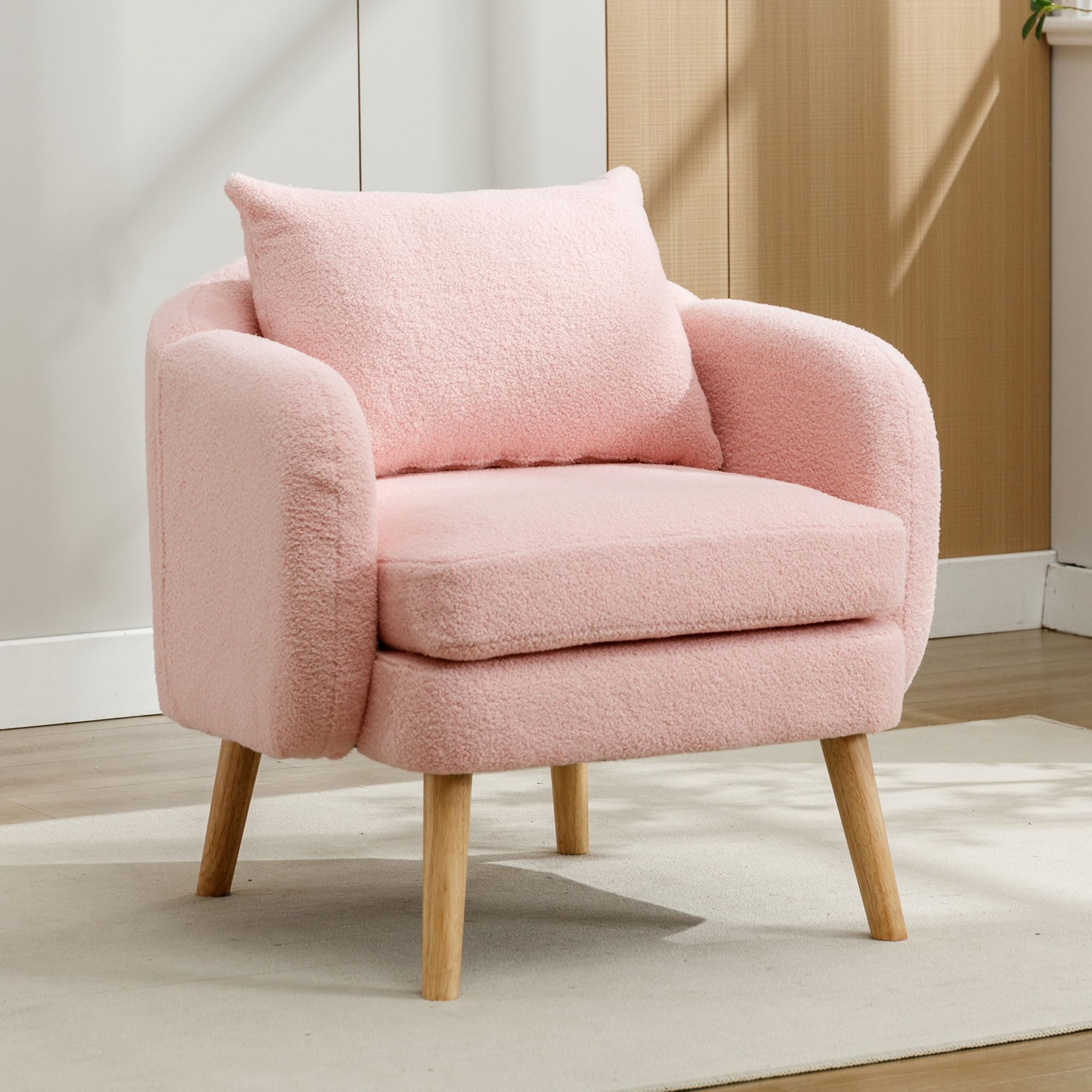 Merax Pink Tub Chairs, Velvet Tub Chairs, Single Sofa Chair