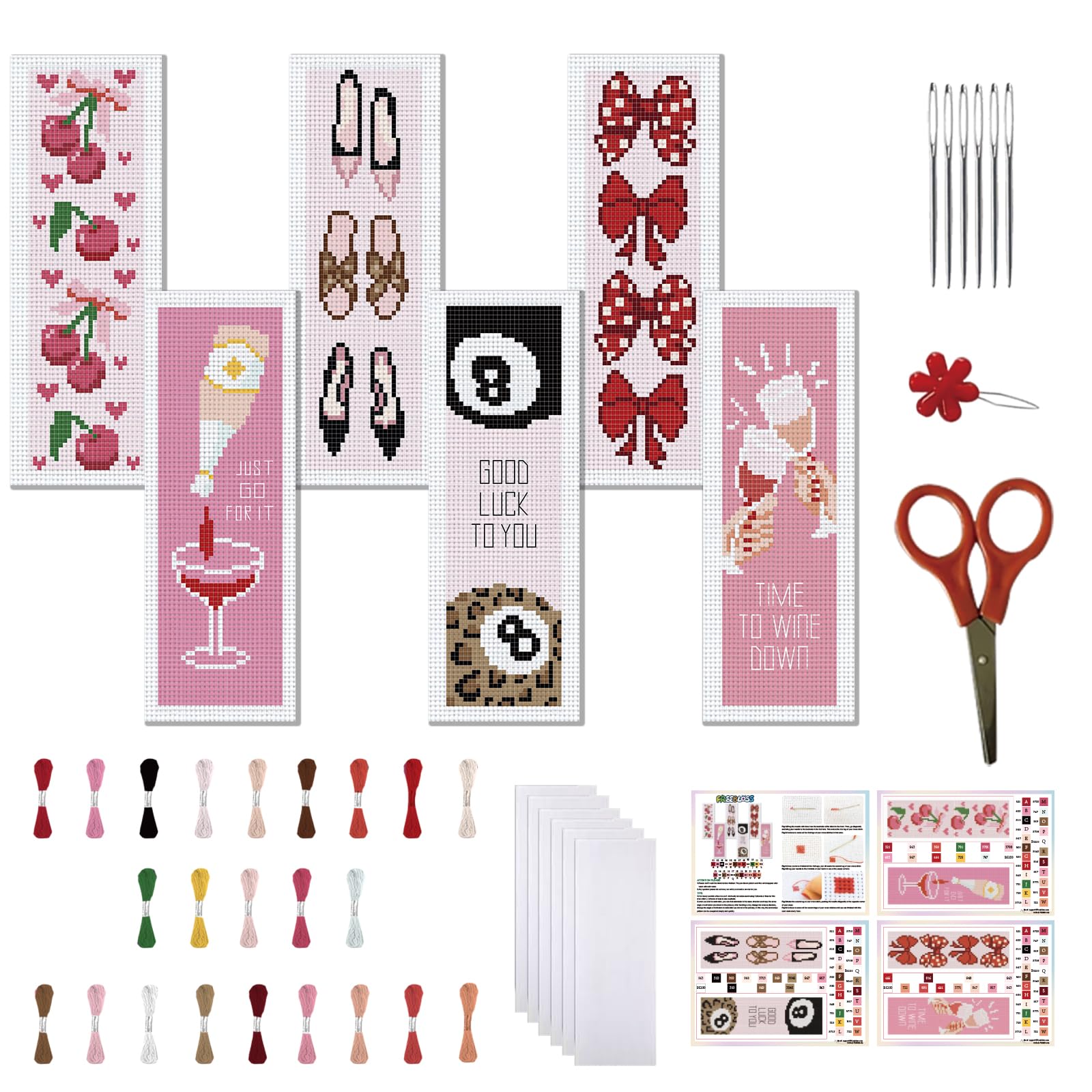 FREEBLOSS Cross Stitch Bookmark Kit - Beginner Embroidery -11