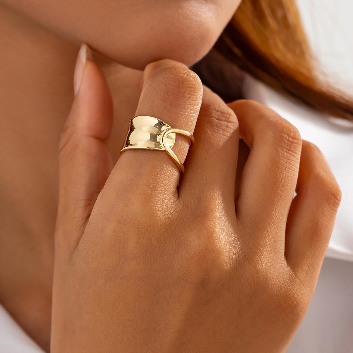 Harry and Henry Flower Statement Chunky Gold Rings for Women Chunky Floral Jewelry with Starfish Seashell Stackable Rings for women Christmas Gifts - Image 3