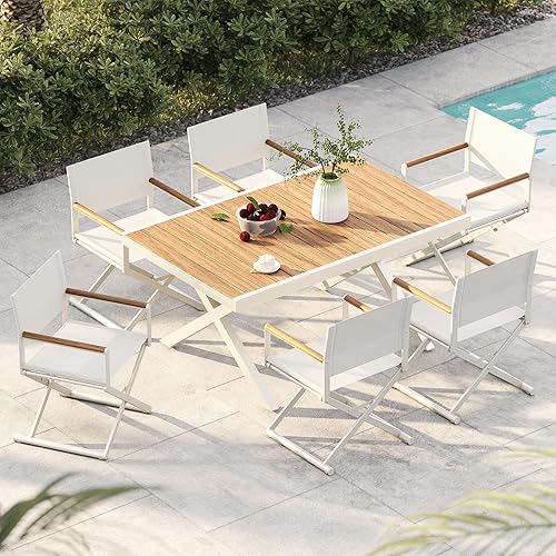 Miniatura 9 de Grand patio Juego de 2 sillas de director extra anchas, juego de 2 sillas de comedor plegables con cabestrillo y reposabrazos de madera, para