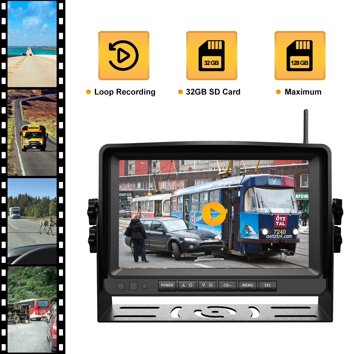 80% Off Discount Xroose Backup Camera Wireless with DVR 9 FHD Monitor for Truck RV Trailer Rear Side View Reversing 4 Back Up Camera W/Built-in Recorder Monitor Stable Signal System CX4