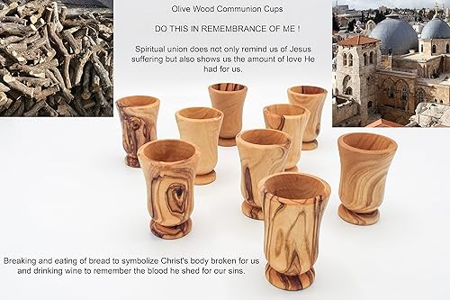 Miniatura 2 de Juego de tazas de comunión de madera de olivo (2.5 pulgadas), tazas de cena del Señor (4 piezas) - Copas de comunión de calidad de la ciudad de la