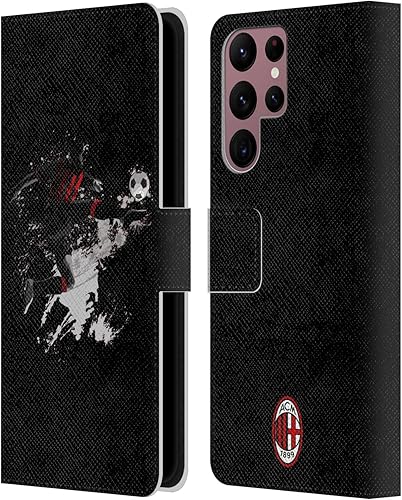 Head Case Designs Officially Licensed AC Milan Kick 1 Teens Leather Book Wallet Case Cover Compatible with Samsung Galaxy S22 Ultra 5G
