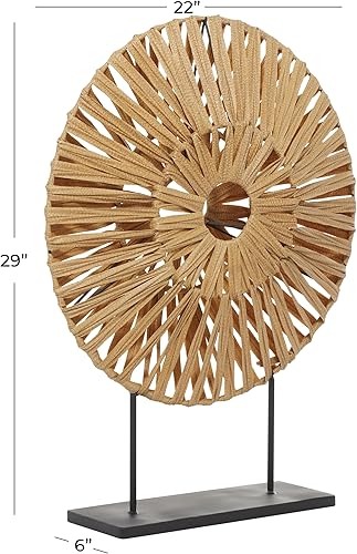 Miniatura 6 de Deco 79 Escultura decorativa abstracta hecha a mano de ratán de plástico, estatua decorativa para decoración del hogar con soporte negro, figura