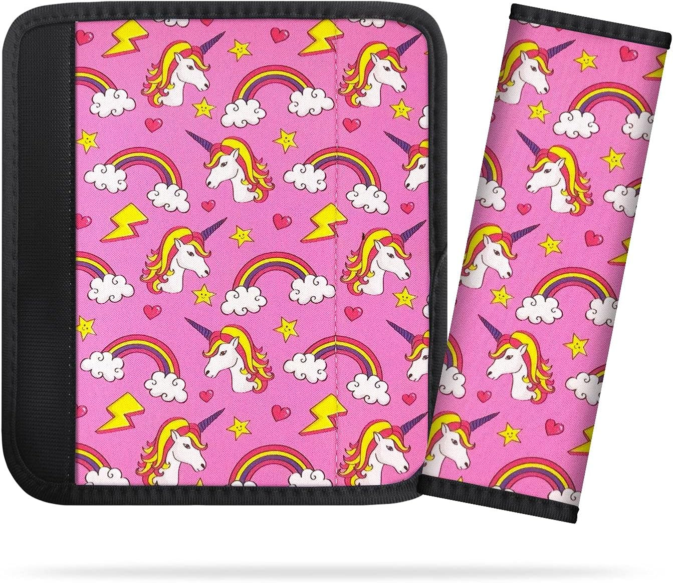2Pack Seat Belt Cover for Kids, Cute Unicorn Pattern Car Seat Belt Pads Cover for Girls and Boys, Kid's Seat Belt Cushion, Shoulder Strap Pad (Unicorn)