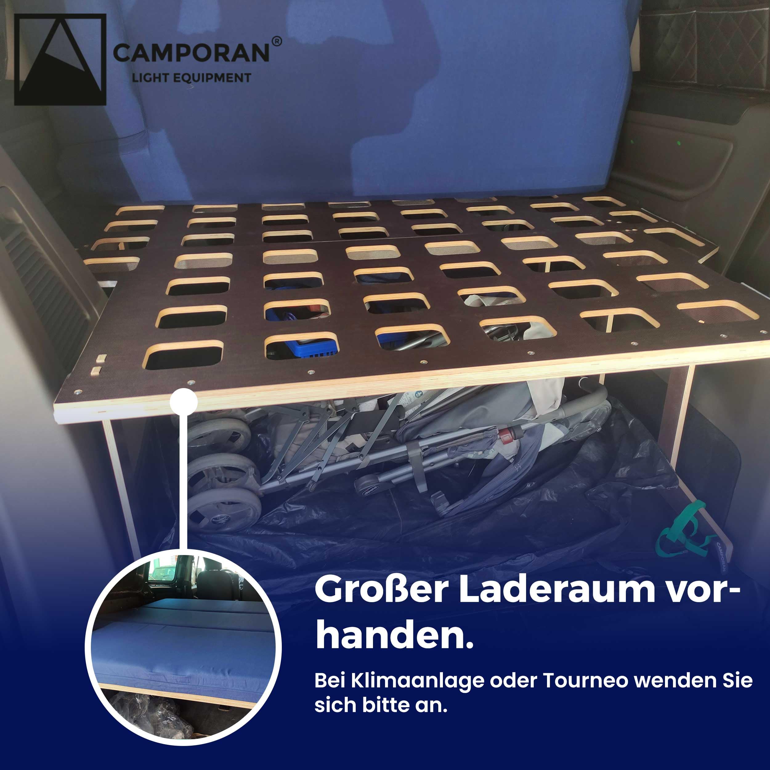 Camper Bett für Ford Transit Custom 2014, Camper Ausbau mit Faltmatratze – Leichter Lattenrost, Einfache Montage, Großer Stauraum