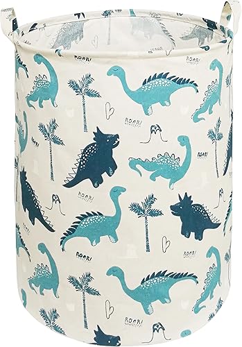 QKELIM Cesta de lavandería de tela de lona plegable de gran tamaño redondo para caja de juguetes, cestas de regalo, ropa sucia, dormitorio de niños,