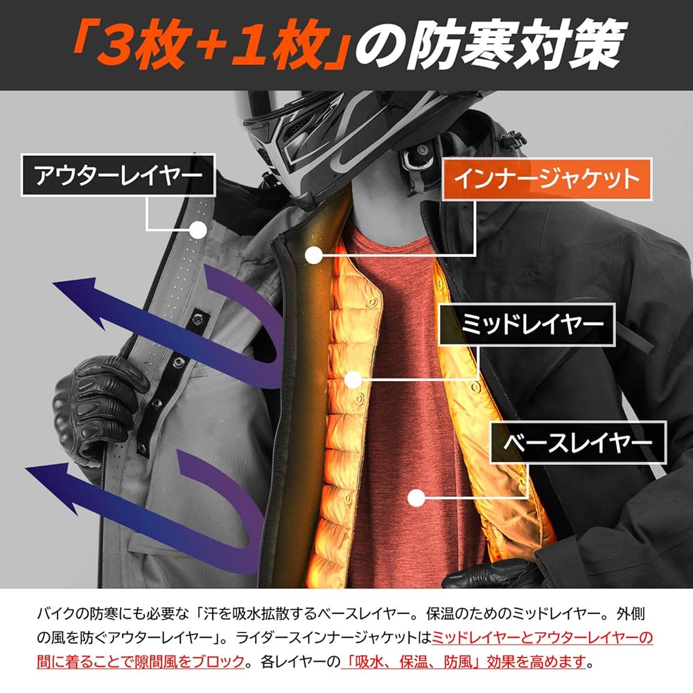 ドッペルギャンガー　防風インナー ドッペルギャンガー DOPPELGANGER DMA620L-BK RIDER'S INNER