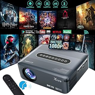 X1 Projector with WiFi and Bluetooth, 12000L Native 1080p Projector, 5G Movie Projector for Outdoor Use, 200" Display&Zoom,Outdoor Projector Compatible W/Tv, iOS, Android