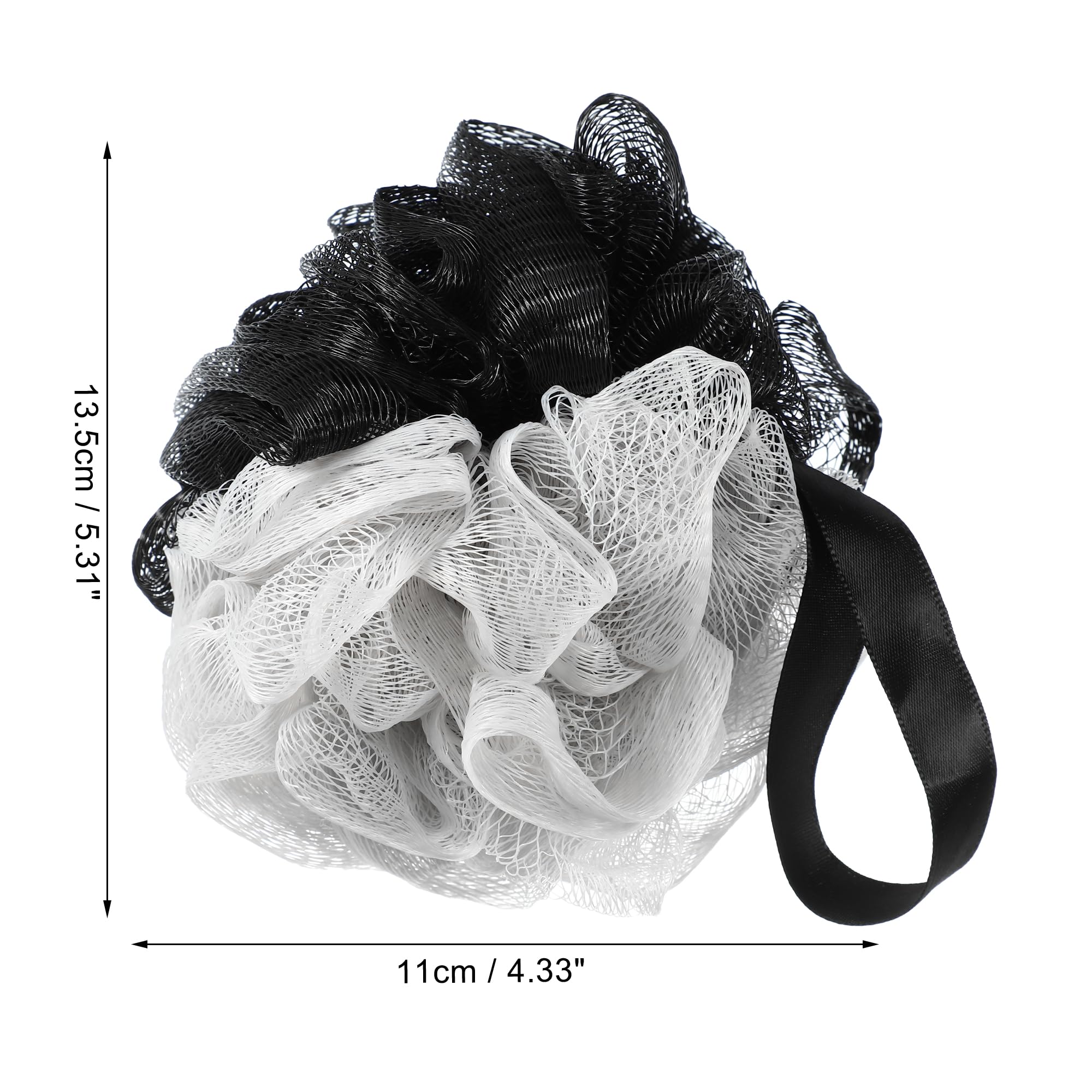 VOCOSTE Bath Shower Loofah Sponge Body Puffs for Bathroom 5.31"x4.33" Gray Black 1 Pc - Image 3