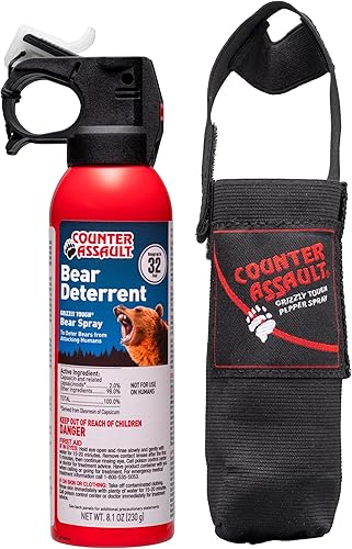 Counter Assault Bear Spray – Osos, leones de montaña, coyotes – Largo alcance de 32 pies – Equipo de seguridad en spray de pimienta para senderismo
