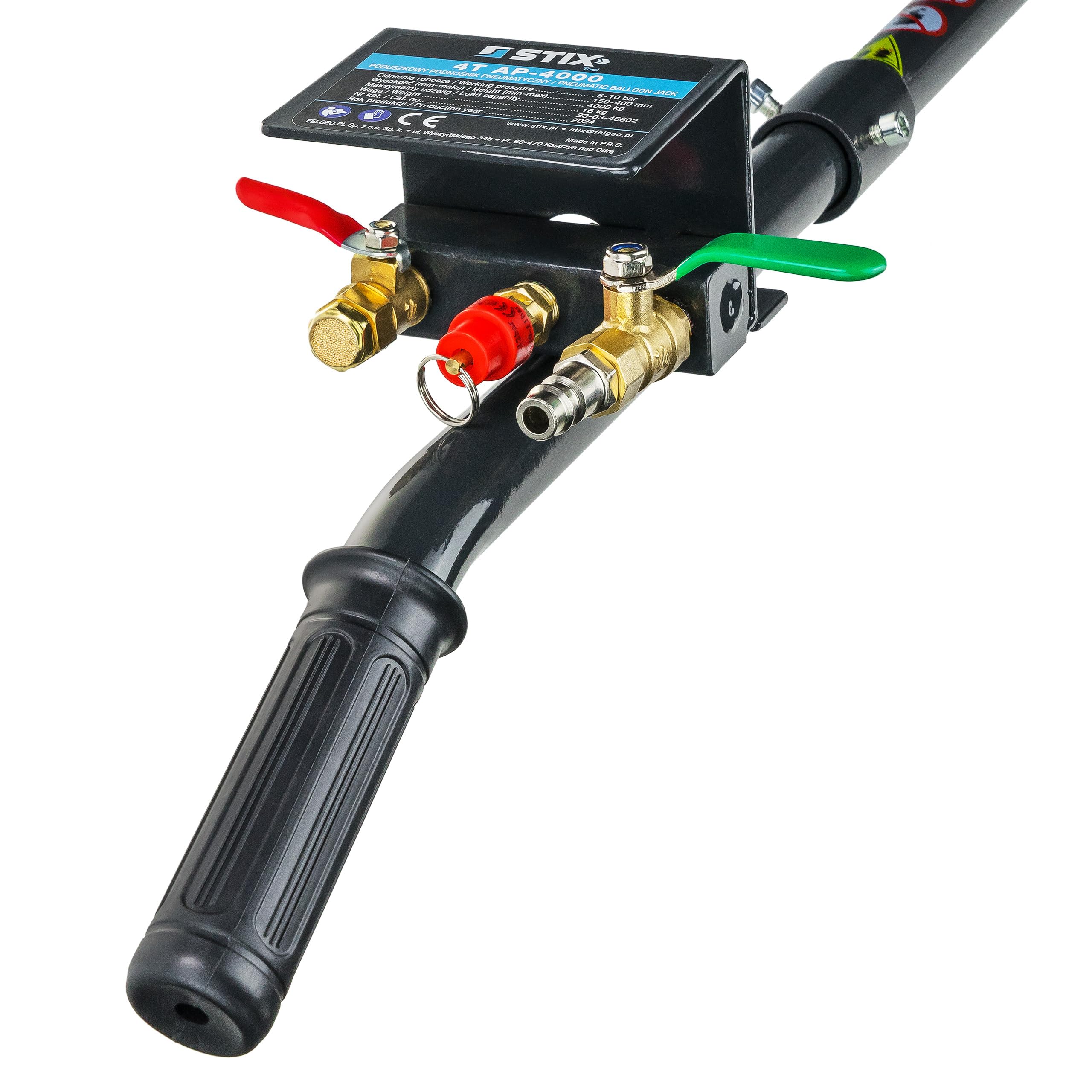 STIX Cric ad aria compressa 4T con supporto – Set cric ideale per officine e cambio pneumatici, carico di 4 tonnellate, durevole e robusto