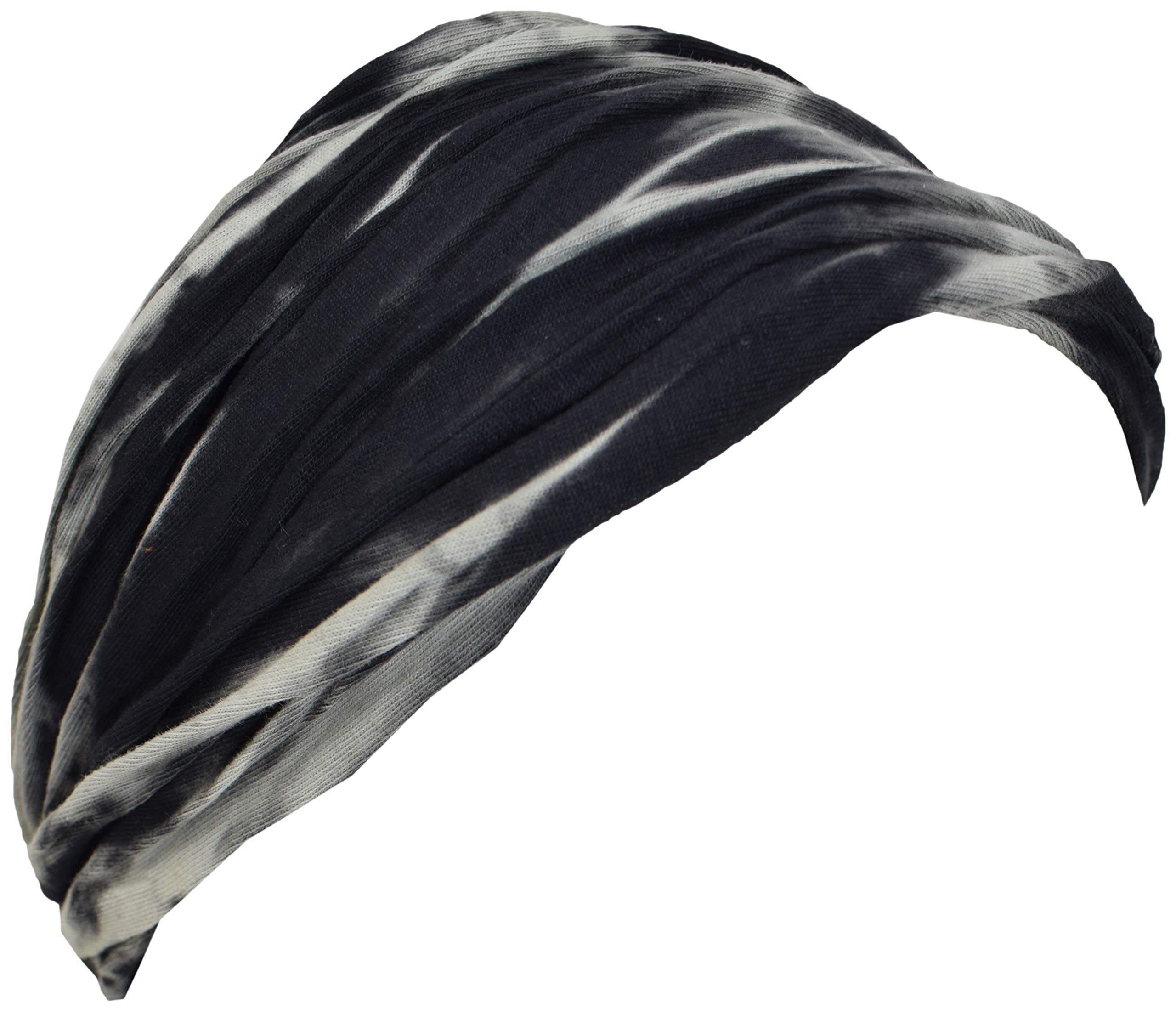 Gheri Women's Black Grey Cotton Nepalese Tie Dye Hippie Colorful Headwrap Headband
