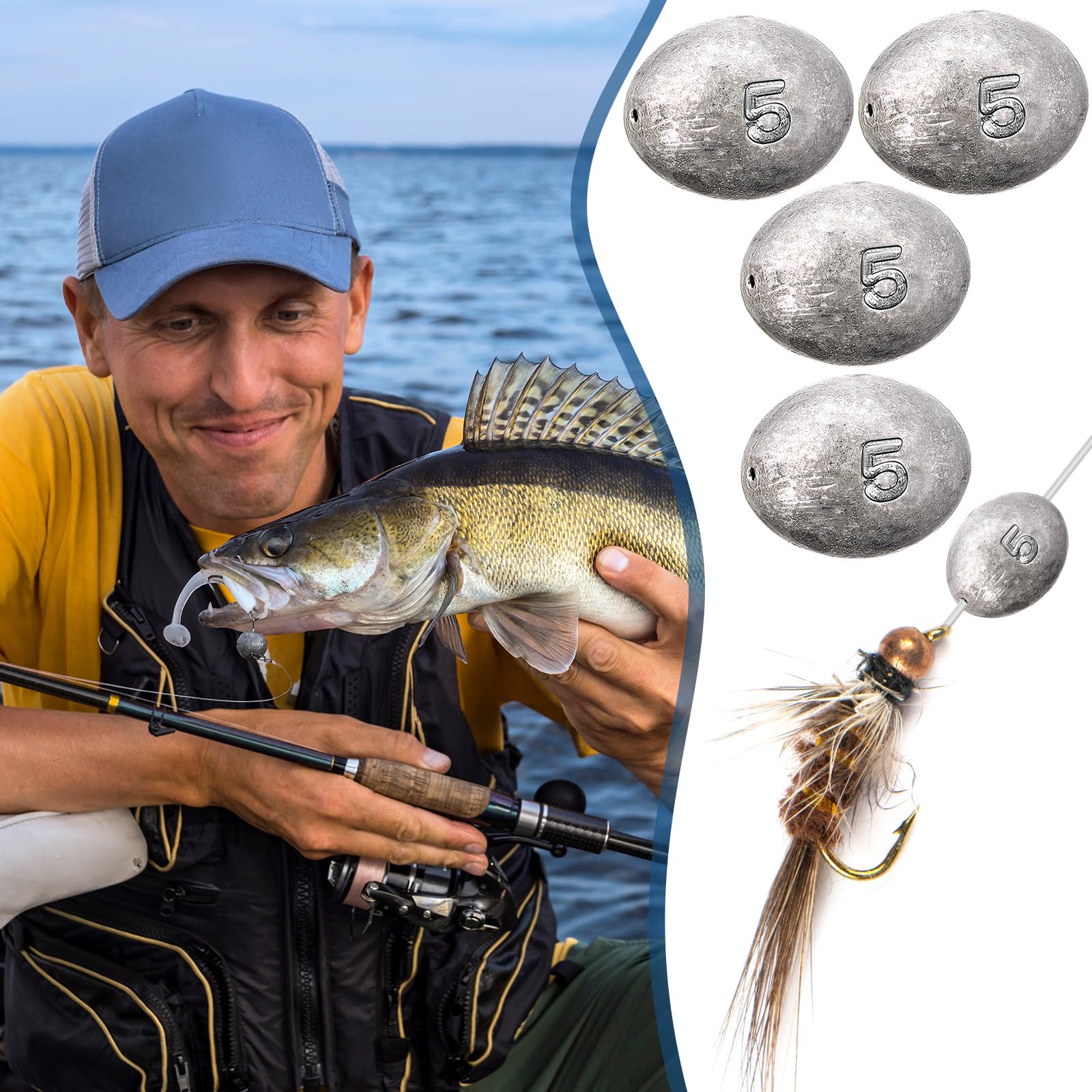 Angelgewichte-Set, Ei-Gewichte, Rig, Drop-Bass, Casting, Angelsinker, Salzwasser, Süßwasser, Ausrüstung