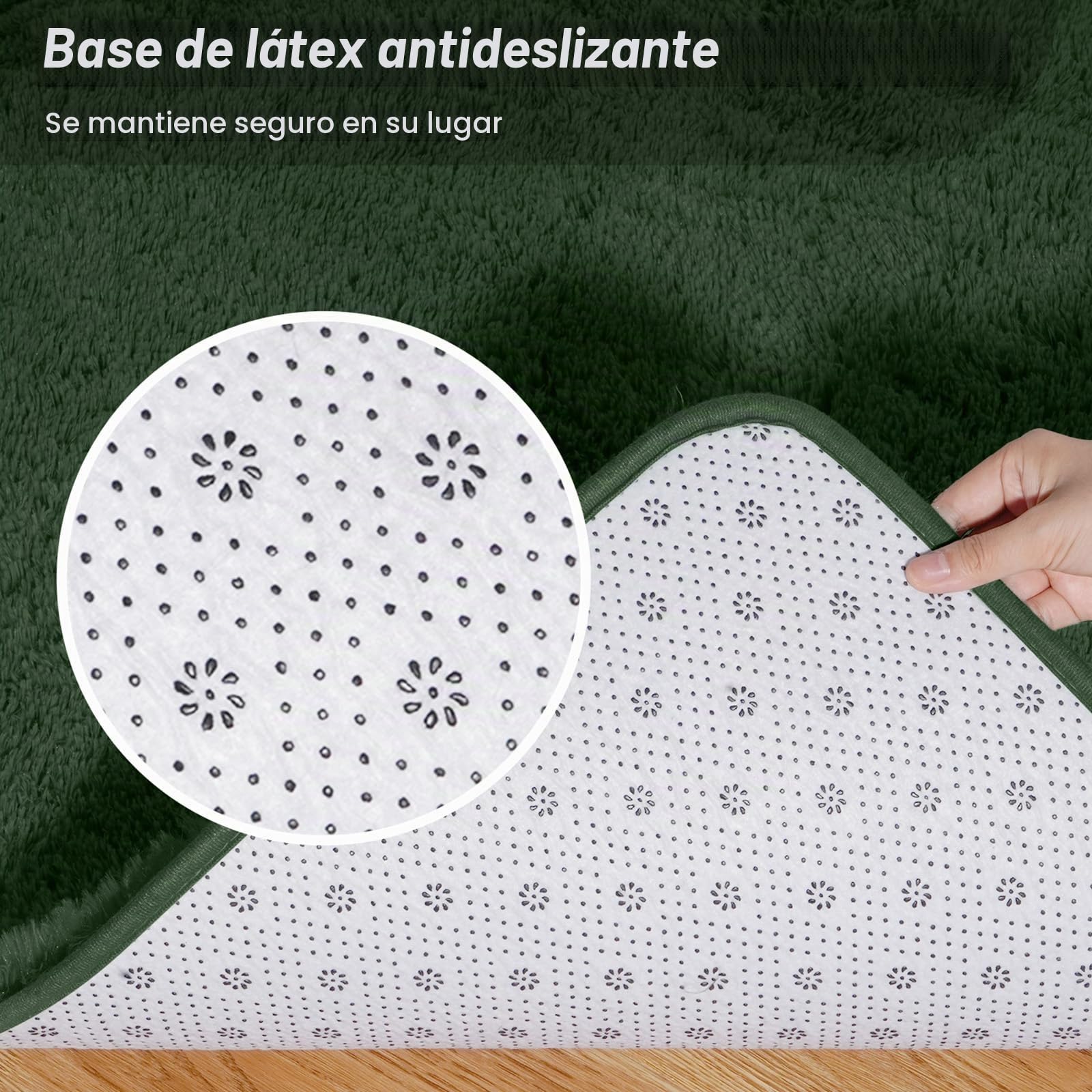 Alfombra de pelo largo suave en verde bosque, mullida y acogedora para el salón
