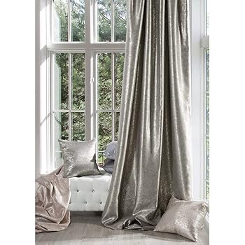 Amazon.de: Eurofirany Vorhang Beige Silber Silberdruck Muster Glänzend