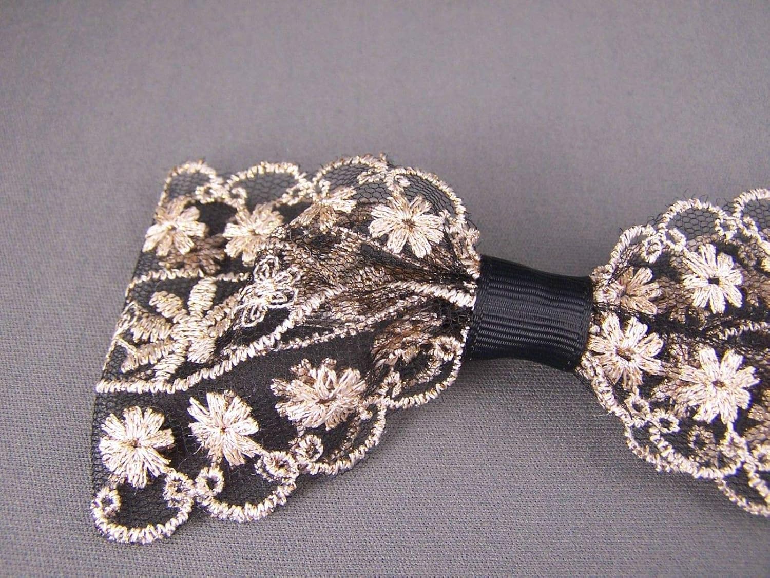 Gold Black Lace Big Huge Bow 5" Wide Barrette Hair Clip Gator Claw Clamp Colored Hair Clips for Women