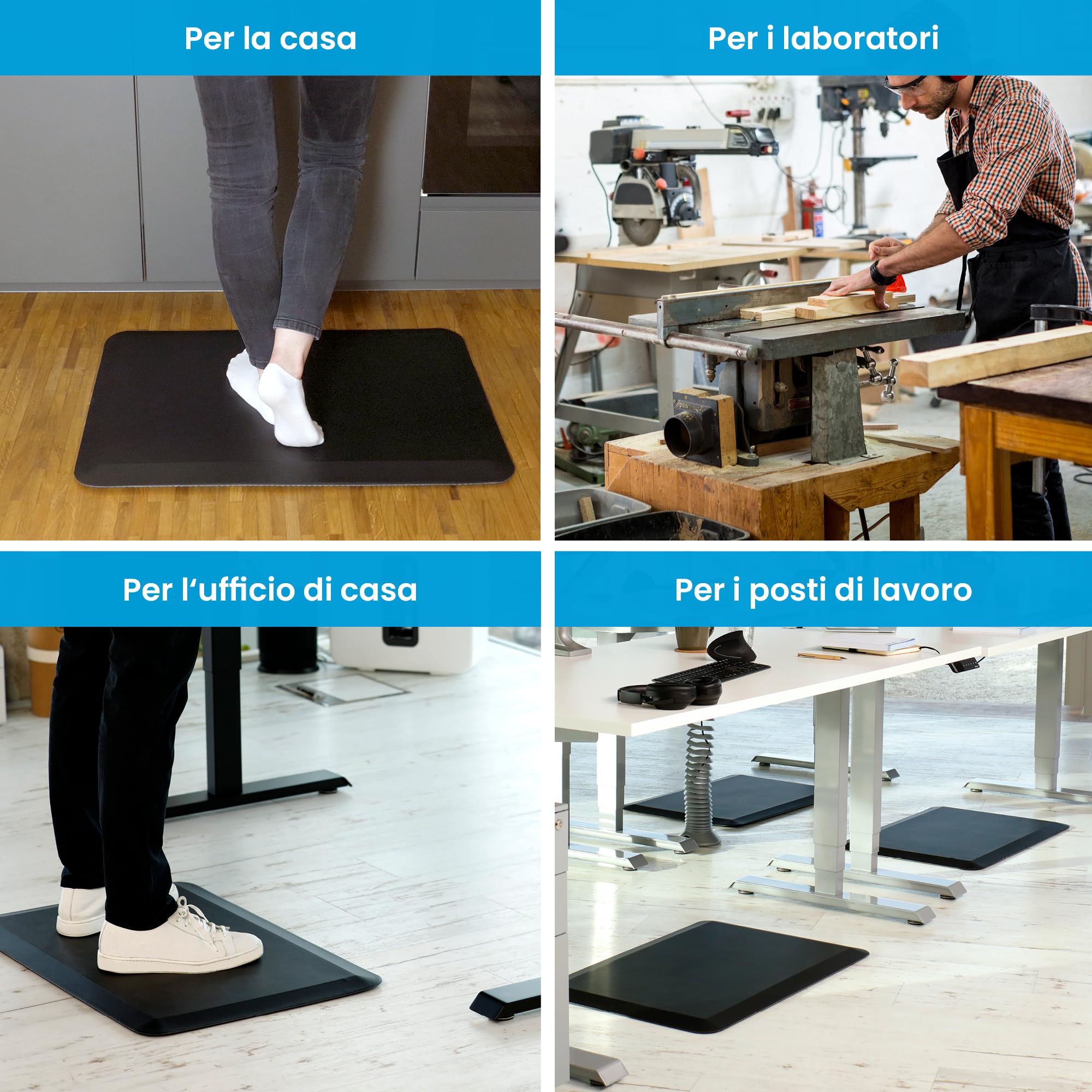 Ergotopia Tappetino anti fatica 2 cm di spessore - tappetino ergonomico ideale per la scrivania in piedi - tappetino antiscivolo per la postazione di lavoro