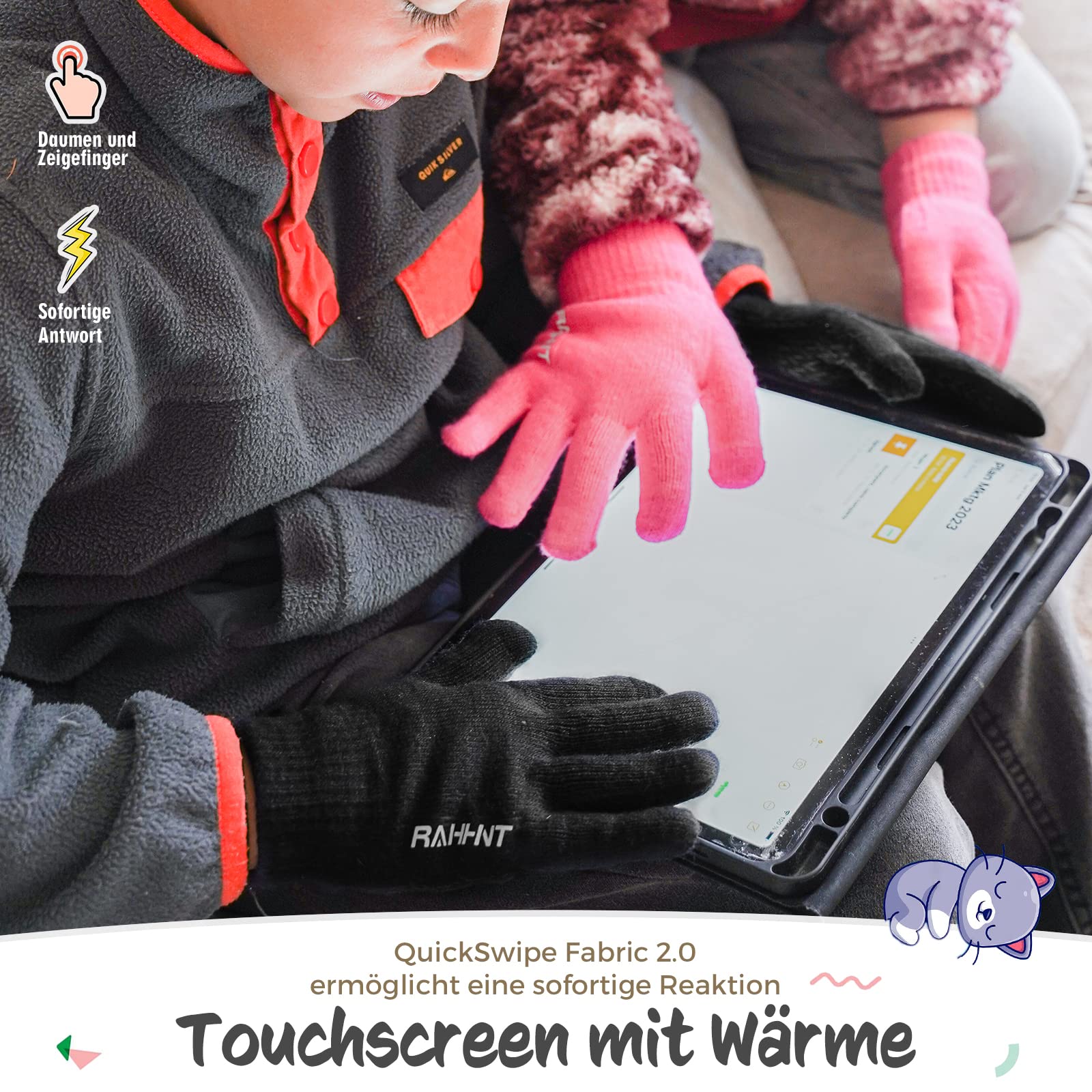 Rahhint Unisex Kinder Handschuhe Winter für Jungen Mädchen Thermohandschuhe Touchscreen Winterhandschuhe Warme Wollstrickhandschuhe mit Fleecefutter 3-15 Jahre