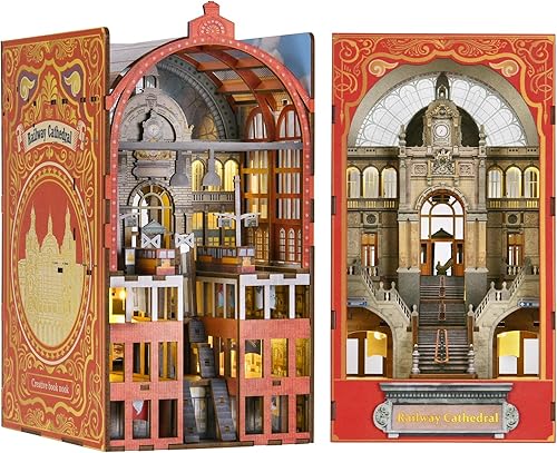 Kit de rincón de libros, kit de bricolaje en miniatura para casa de muñecas, rompecabezas de madera 3D, decoración con luz LED para adolescentes y