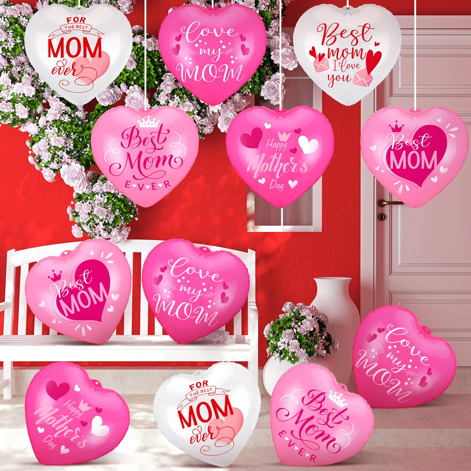 Amazon.com: 18 Pcs Happy Mother's Day Inflatable Heart Yard