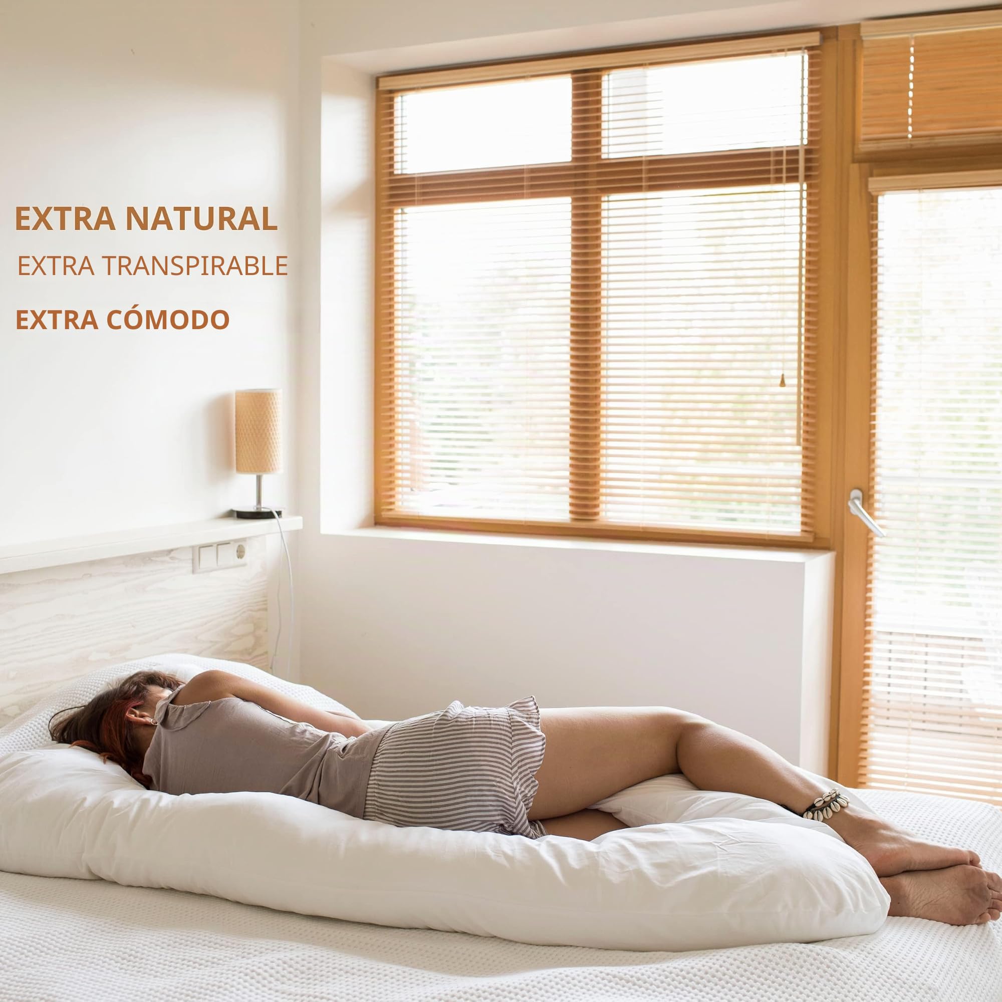 MINICAMP Cojín Embarazada en U | Algodón Orgánico Certificado Gots | Relleno Hipoalergénico Oeko-Tex | Almohada Embarazo para Dormir y Lactancia | Funda Extraíble Lavable