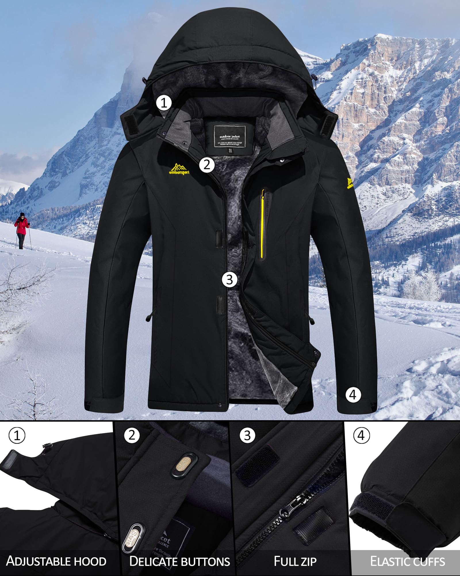 TACVASEN Donna Giacca di Transizione Calda Jacket Winter Foderata Trekking Sci con Cerniera Impermeabile