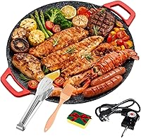 DianSCJ 14-Inch Smokeless Indoor Electric Griddle - Nonstick Portable Tabletop Grill, Adjustable Temp for BBQ, Pancakes, Steaks