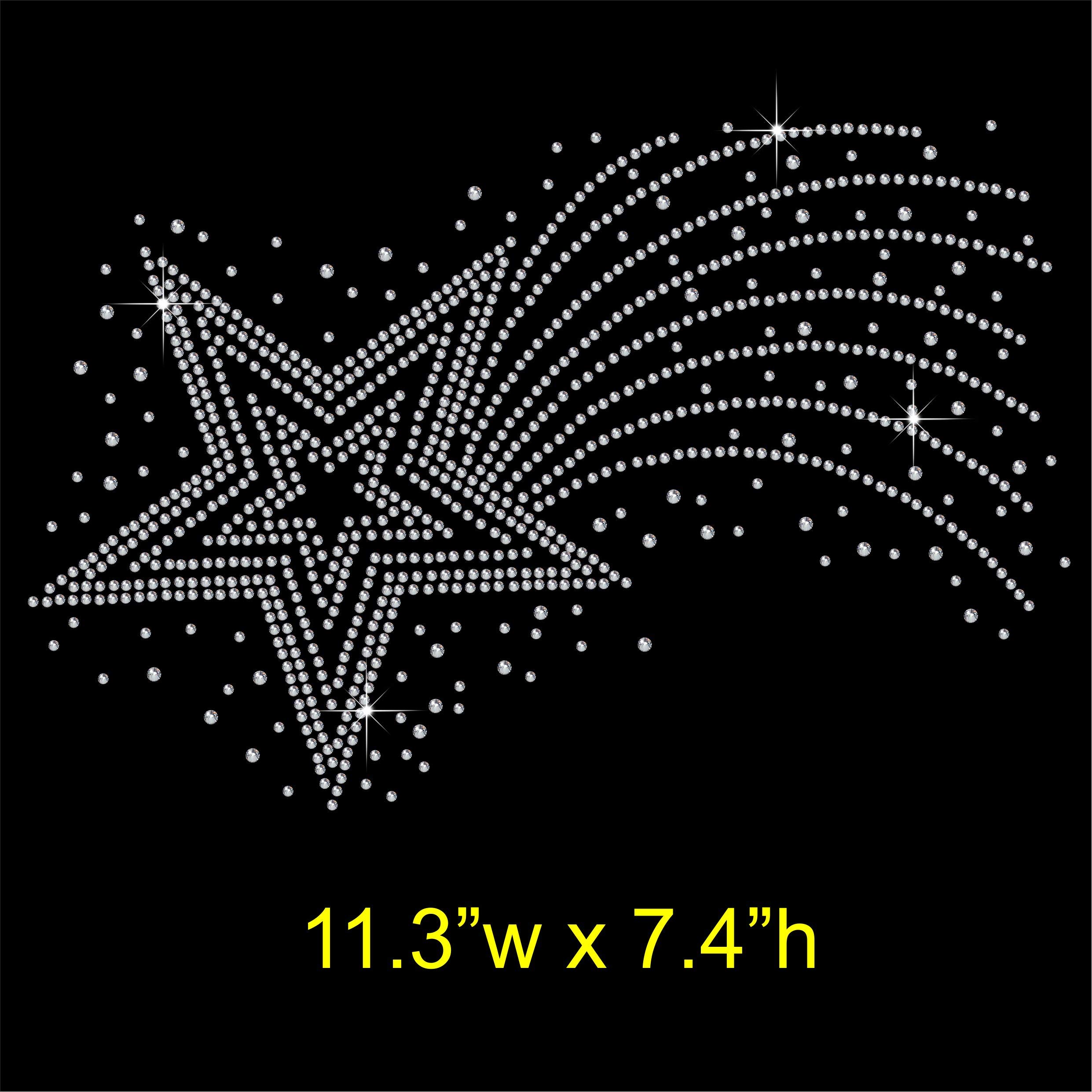 TShirt Showroom Shooting Star Hotfix Rhinestone Diamante Iron on Transfer Motif Applique