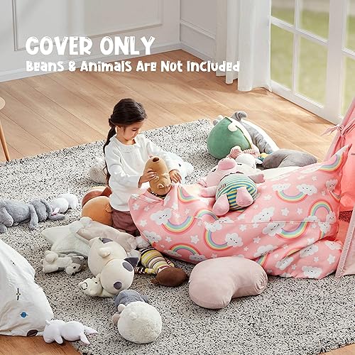 Miniatura 5 de Nobildonna Funda para puf de almacenamiento de animales de peluche para niños y adolescentes (sin relleno) 250 L, lavable, funda grande para puf