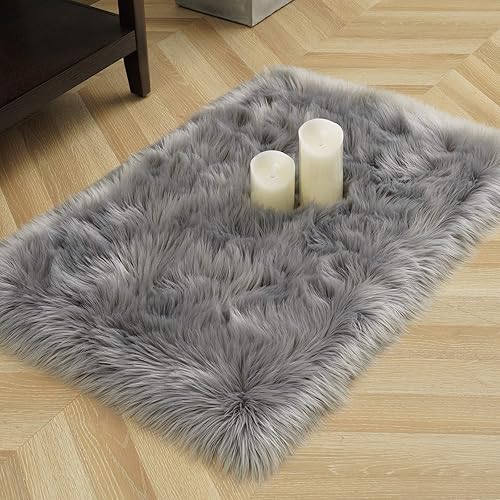 Miniatura 1 de LOCHAS Alfombra mullida ultrasuave, alfombra de pelo sintético de oveja, para el dormitorio, para colocar junto a la cama, para la sala, para el