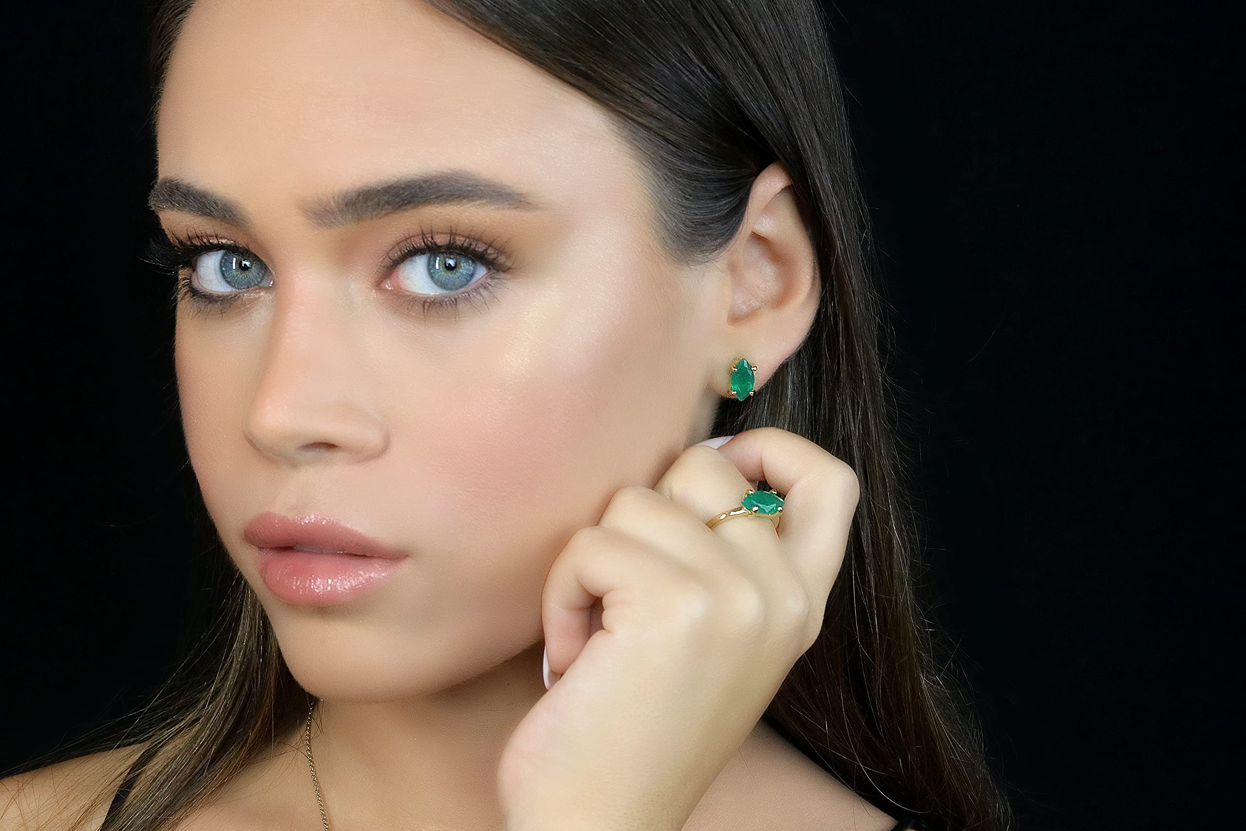 Anemone Anello Chic Onice - Anello Solitario per Fidanzamento, Promessa, Regalo, Moda - Anelli Gemma Personalizzati per Donne - Scegliete il Vostro Materiale - con Incisione Opzionale - Fatto a Mano