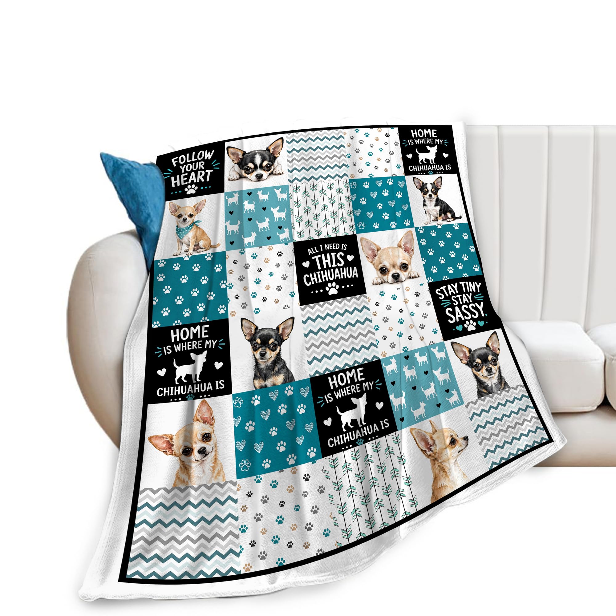 UIAMT Chihuahua Throw Blanket Chihuahua Patchwork Dog Lover Gift 40"x50"