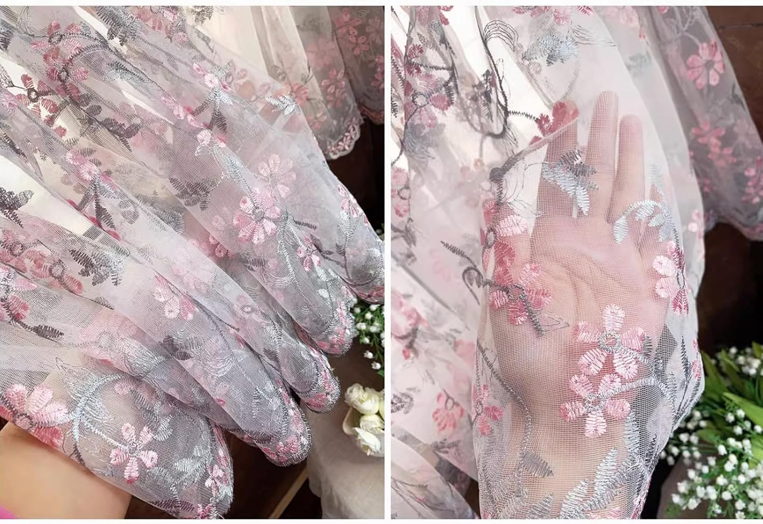 Lace Embroidery Half Curtain, Elegant Tulle Sheer Curtains Thermal Insulated Window Curtains for Bedroom Living Room Kitchen(W*H:150x60cm(59x24inch), A(Rod Pocket))