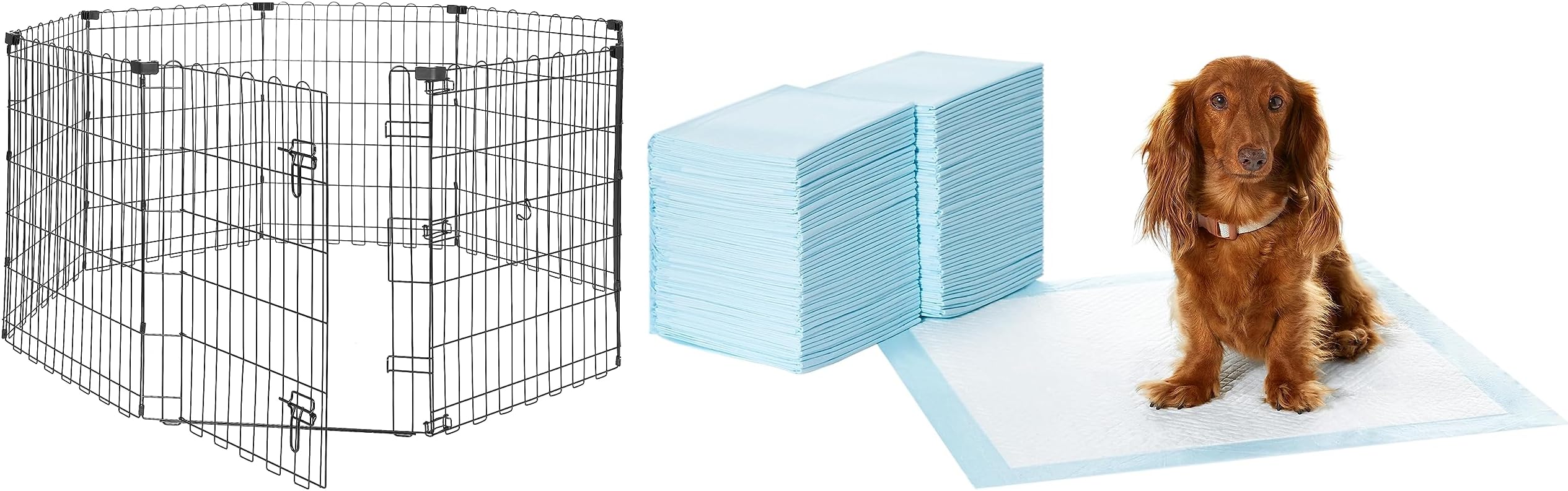 AmazonBasics Foldable Metal Pet Dog Exercise Fence Pen with Gate 60 x