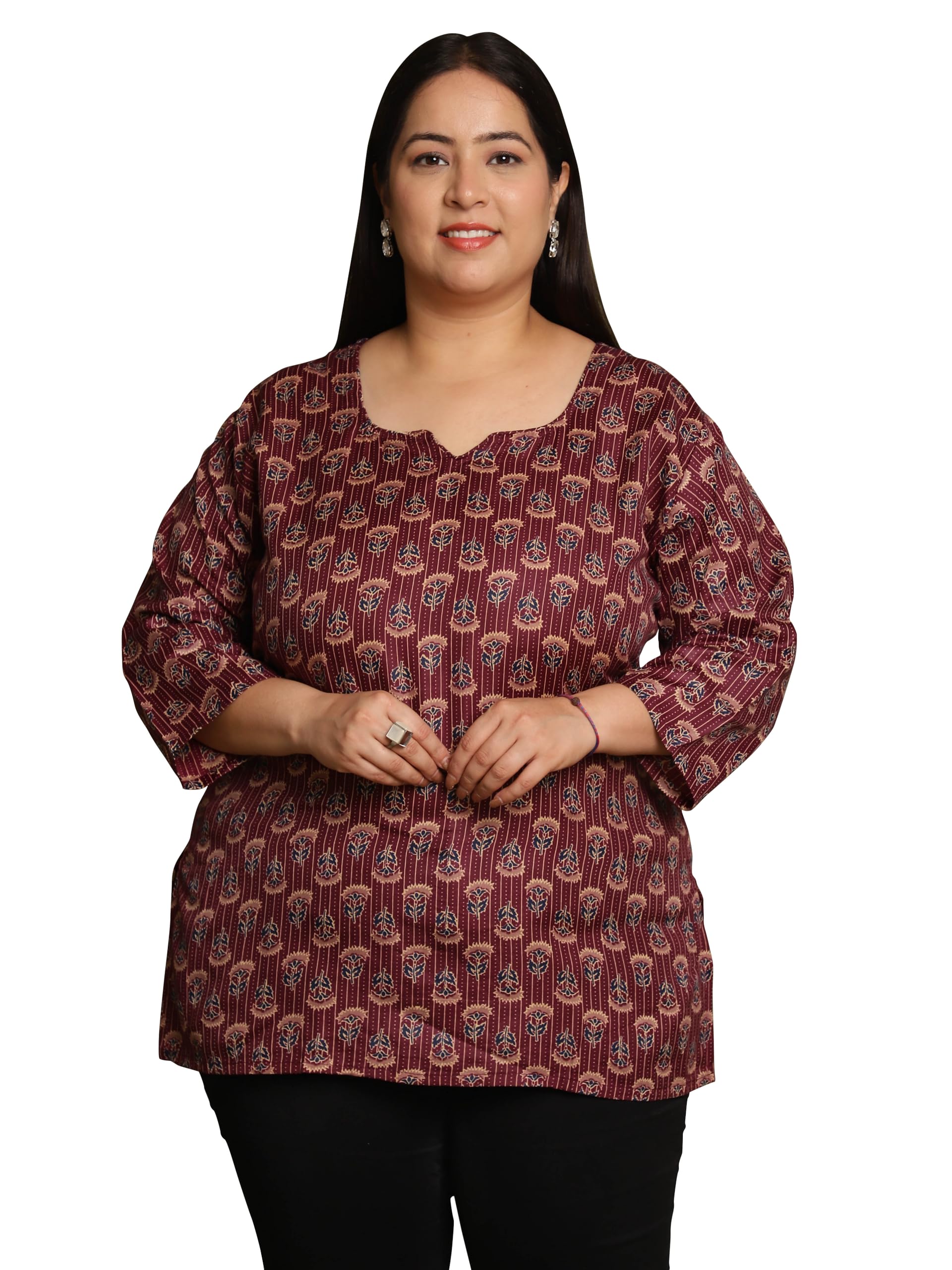 rajnandini Women's Cotton Foil Printed Plus Size Tunic (JOPLST703X-P_Wine)-picture-25